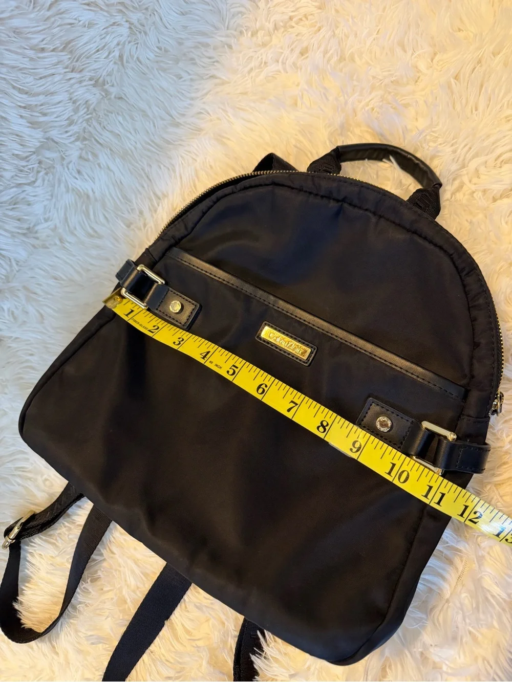 Calvin Klein Black Nylon Mini Backpack with Gold Hardware